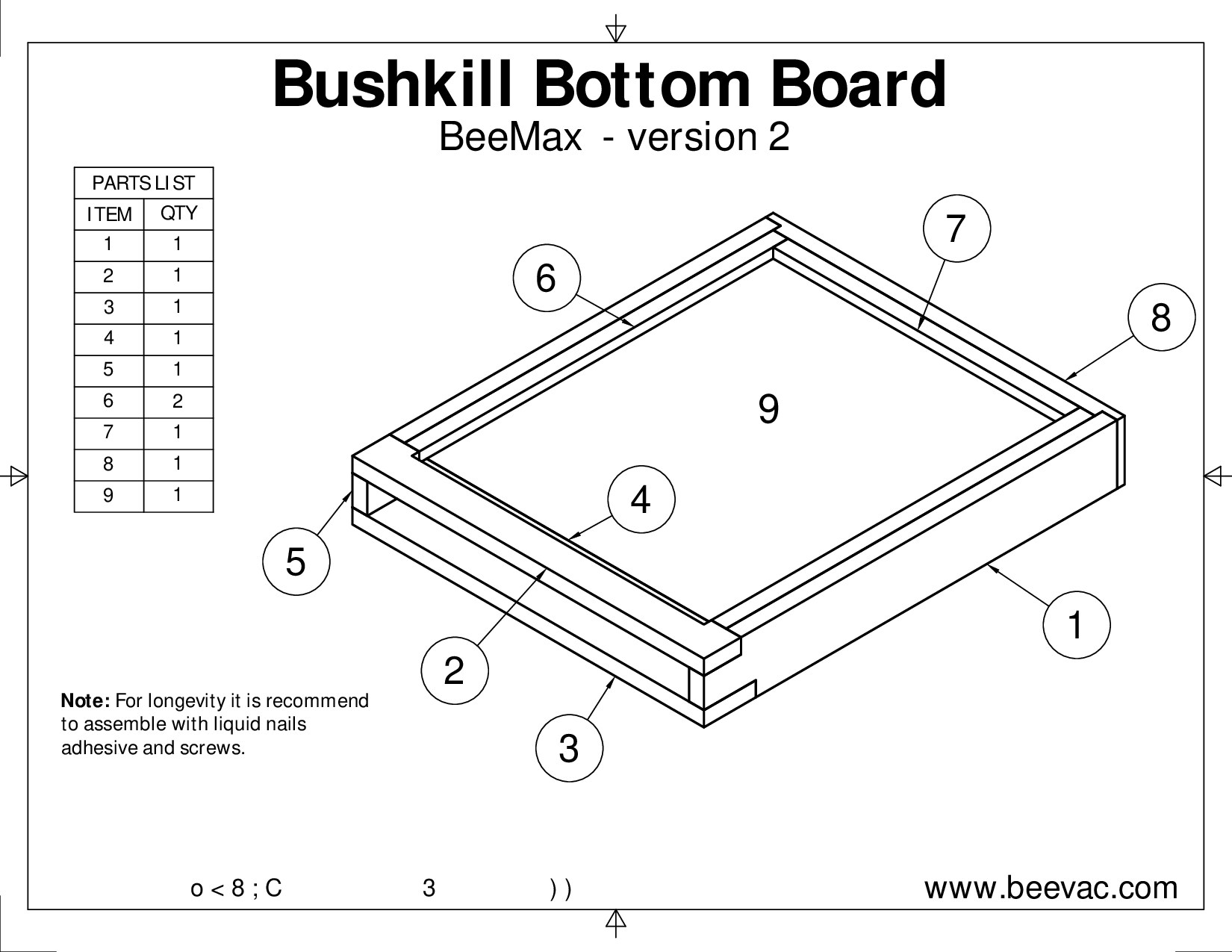 Bushkill Bottom Board BeeMax Plans V2
